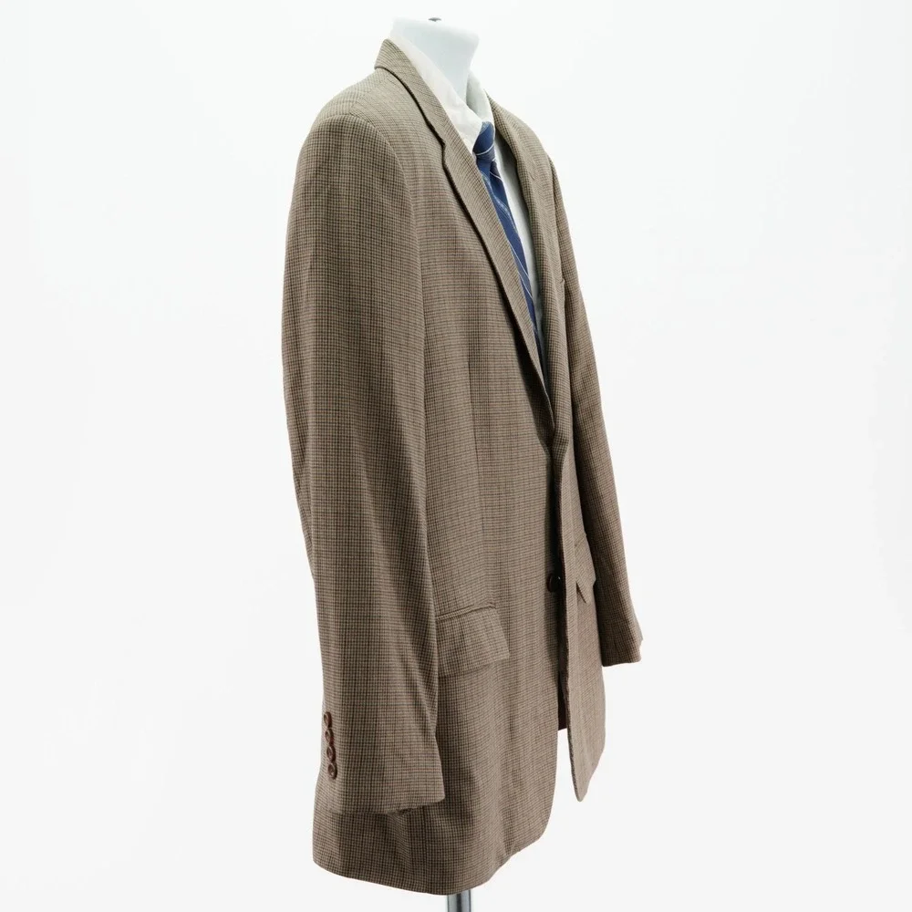 Joseph & Feiss Gold Wool Silk Tan Houndstooth Sport Coat 42R Tagged 44R